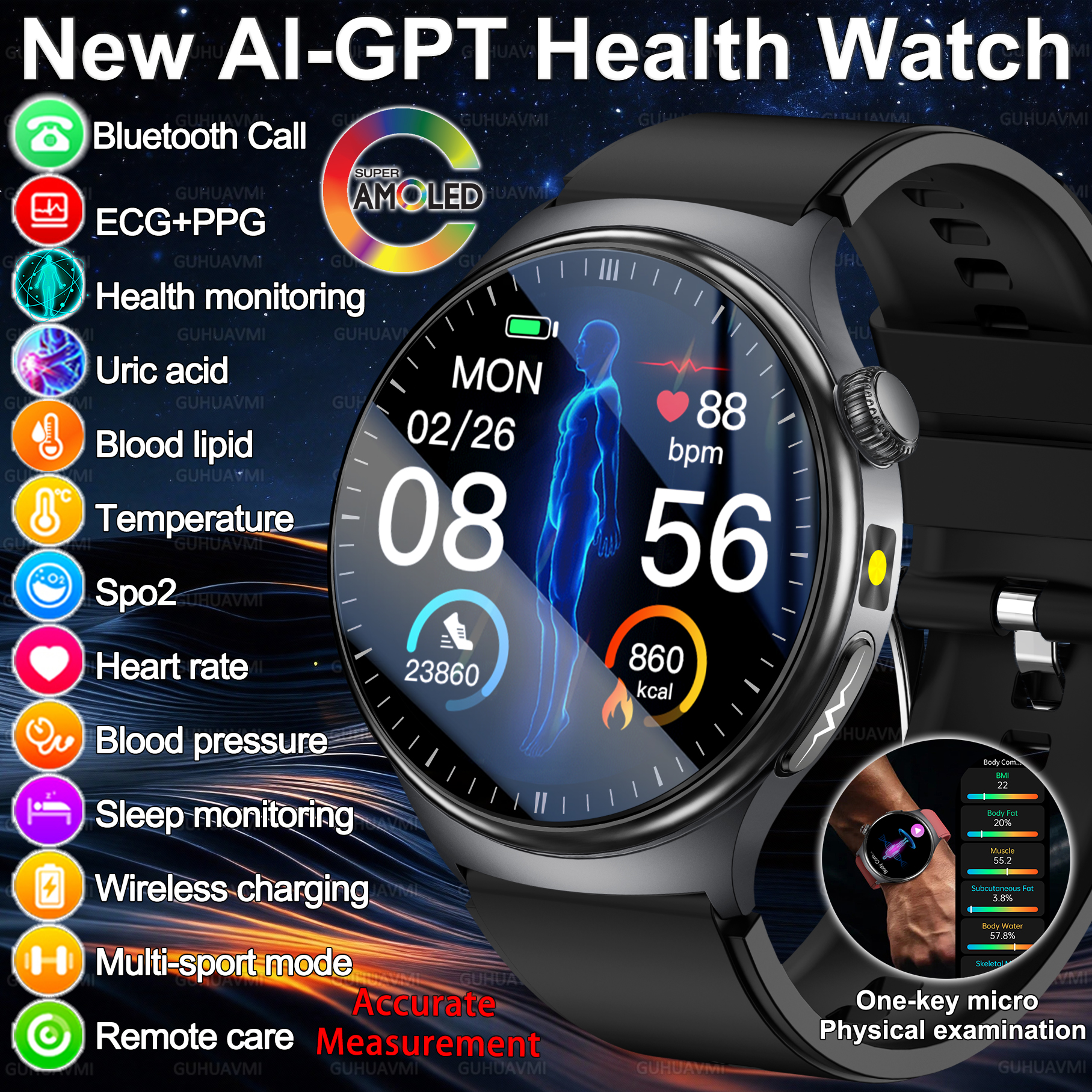 Industrial Laser Temperature - 2026 New Accurate Diagnosis Smart Watch